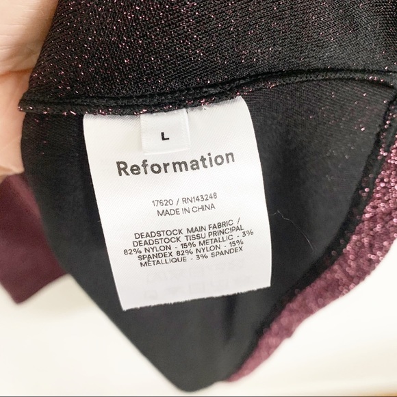 REFORMATION Riley Blush Sparkle Long Sleeve Dress size Large - Picture 10 of 11